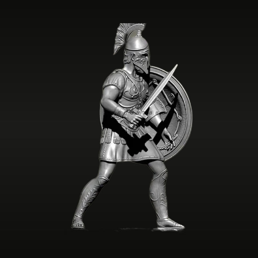 Ancient Greek Hoplite Warrior with Sword and Shield 38mm Resin Figure Kit - unpainted resin model kit