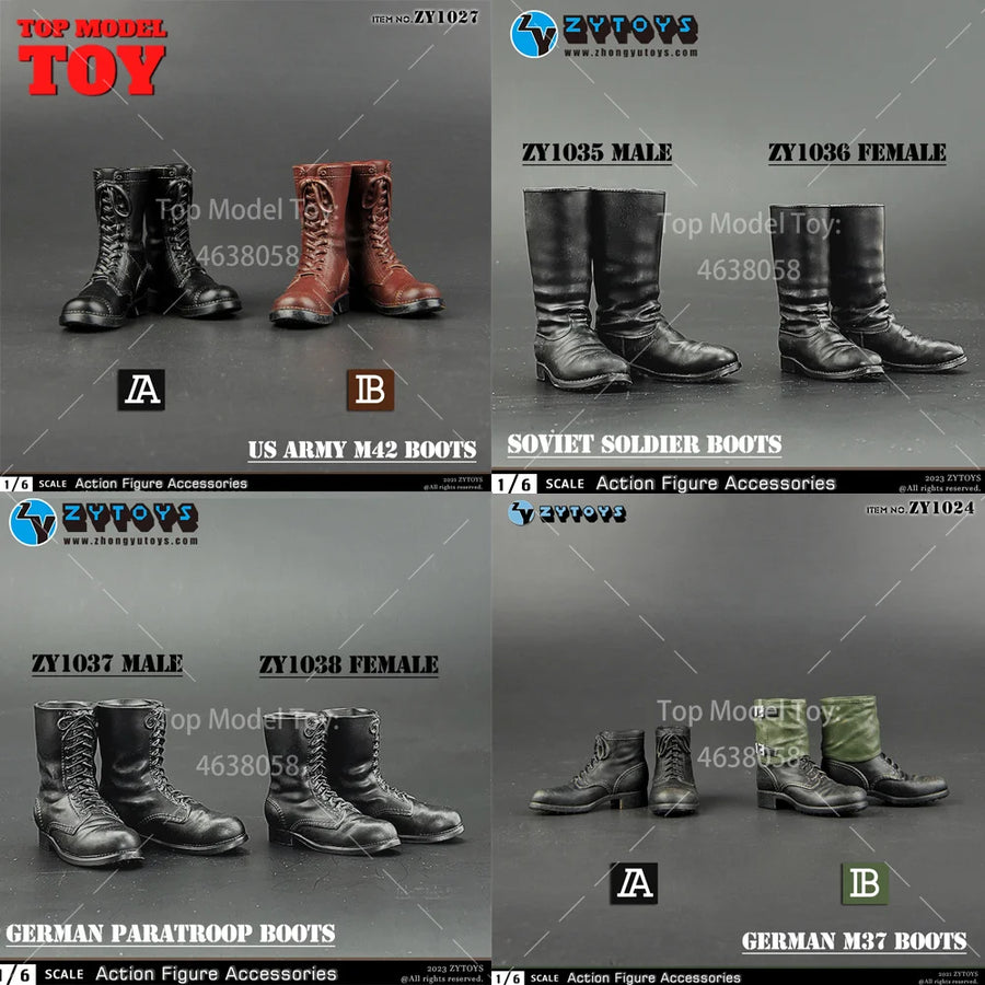 ZYTOYS ZY1024 ZY1028 ZY1034 1/6 WWII Military Boots Shoes Accessory Model Fit 12'' Male Soldier Action Figure Body Dolls Toy