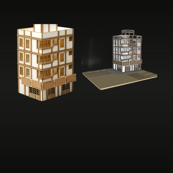 Victorian Half-Timbered & Stone Corner Buildings 1/144 Resin Diorama Kit