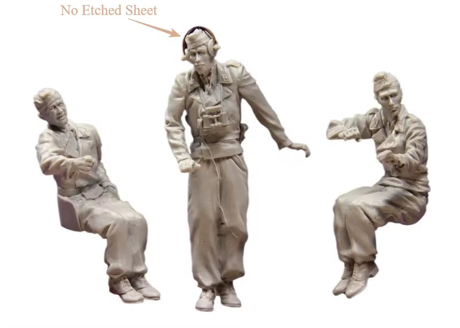 1/35 Scale Die-Cast Resin Figure Model Kit Tank Crew Set 3 Figures (No Tank) Unassembled and Unpainted