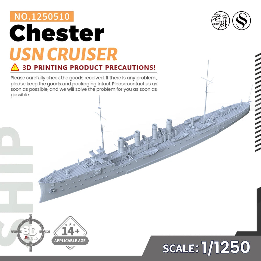 USN Chester Cruiser MRY-SFW SSC510/S 1/1250 1/1200 1/1000 Military Model Kit Full Hull