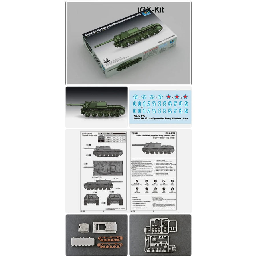 Trumpeter 07130 1:72 Scale Soviet Su152 SU-152 Self Propelled Howitzer Hobby Craft Plastic Model Kit