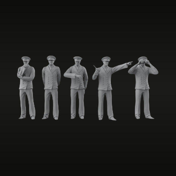 WWI British Royal Navy Officers Dress Uniform Set of 5 1/200 Resin Figure Kit