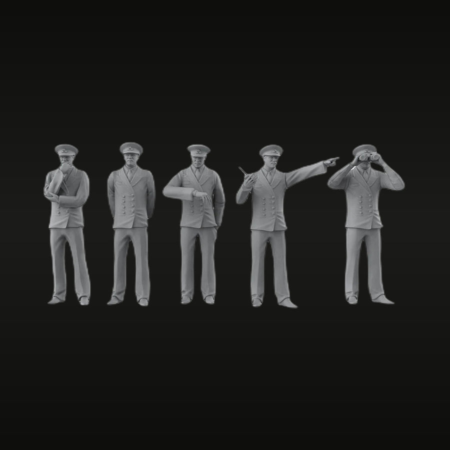 WWI British Royal Navy Officers Dress Uniform Set of 5 1/200 Resin Figure Kit - unpainted resin model kit