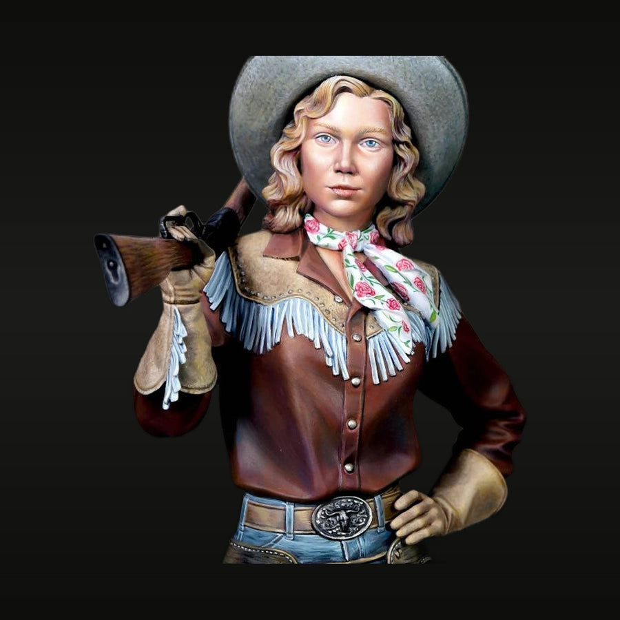 Wild West Cowgirl with Lever-Action Rifle 1/10 Resin Bust - unpainted resin model kit