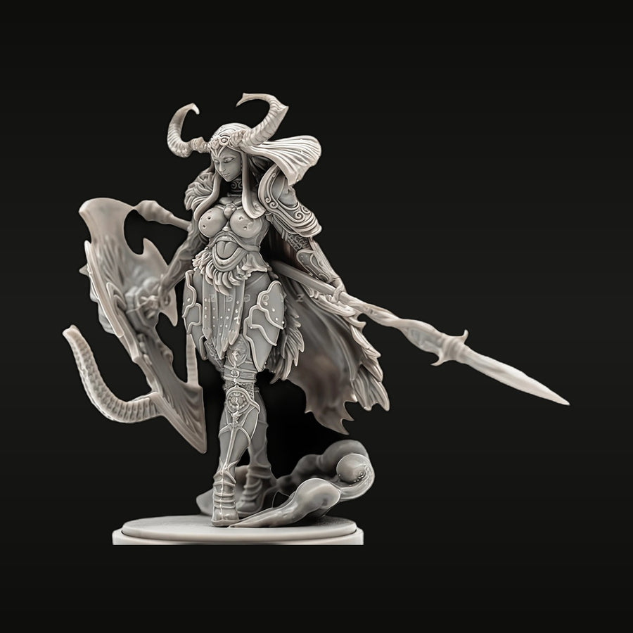 Fantasy Demon Warrior Female with Sword and Wings 38mm Resin Figure - unpainted resin model kit