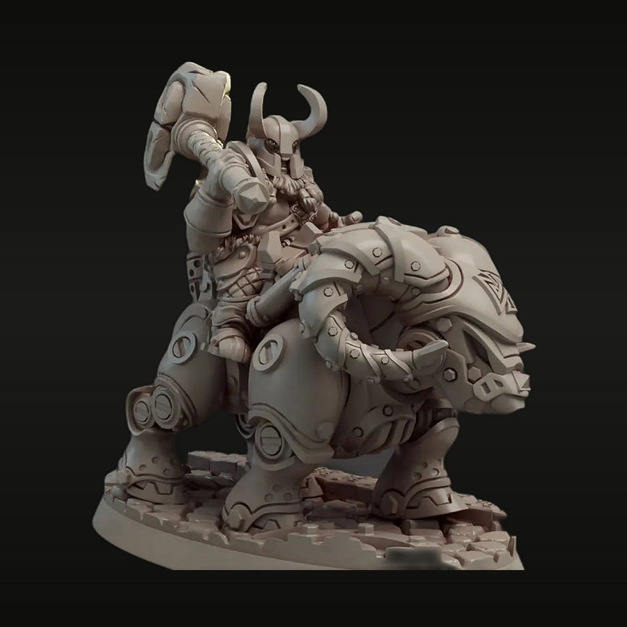 Orc Warlord on Armored Beast 70mm Resin Figure Kit - painted example of unpainted resin kit