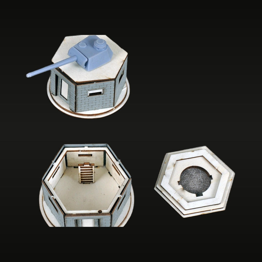 WWII Hexagonal Concrete Pillbox Turret Fort 1/72 Resin Terrain Kit - unpainted resin model kit