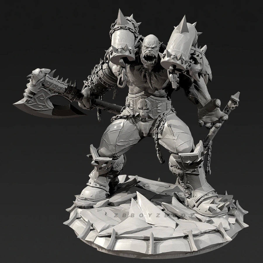 Orc Warlord Multi-Head 50mm Resin Figure Kit - resin model view 3