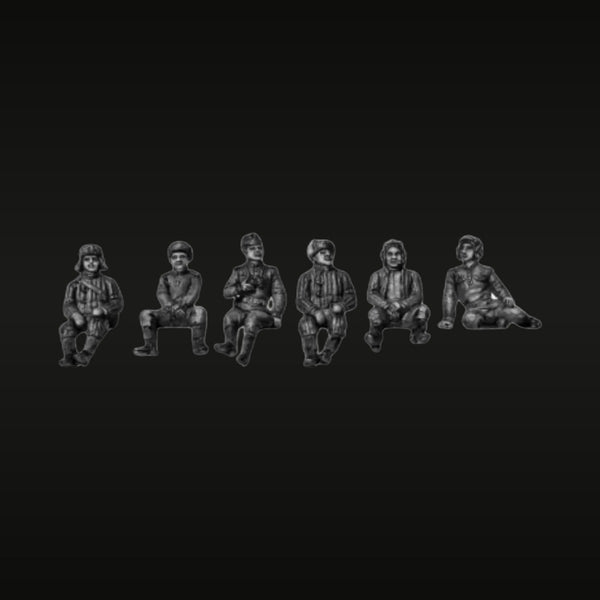WWII Tank Crew Soldiers Seated Set 1/72 Resin Figure Kit