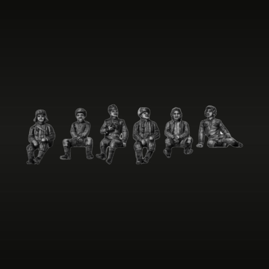 WWII Tank Crew Soldiers Seated Set 1/72 Resin Figure Kit - unpainted resin model kit