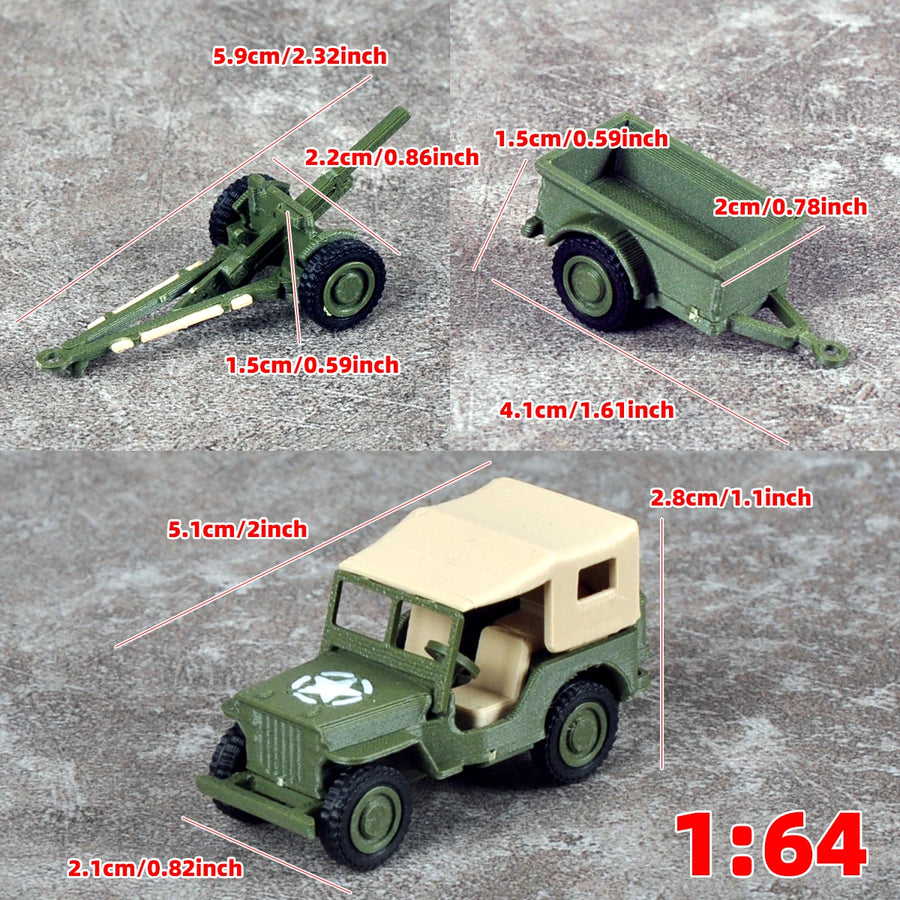 WWII Military Jeep with Trailer 1:64 Resin Vehicle Kit - resin model view 3