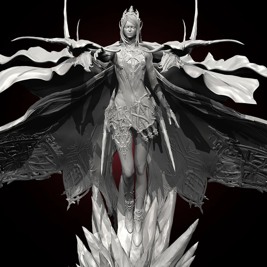 Winged Demon Sorceress with Horns 50mm Resin Figure Kit - resin model view 4