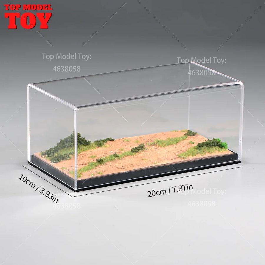 20X10Cm Racing Wilderness Grassland Scene Platform with Glass Scene Model Suitable for 1/64 1/43 Car Miniature Diorama Figure