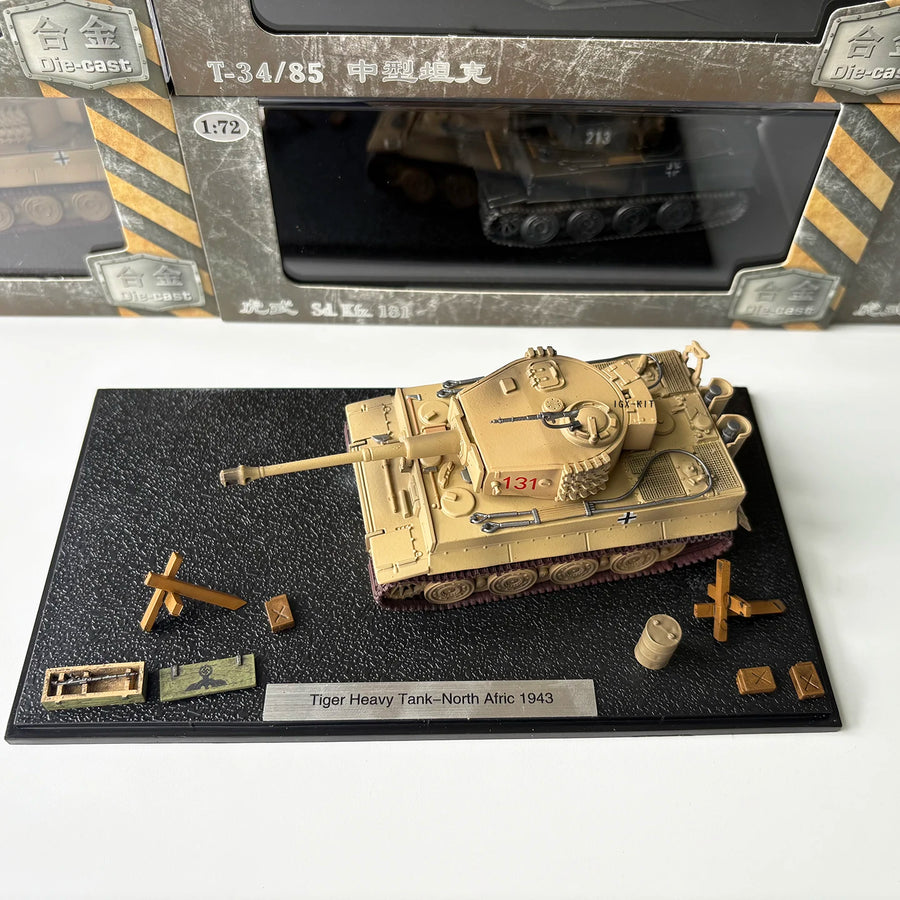 1/72 German Tiger Type Tank Model North Afric Alloy Finished Product Simulation Model for Children Adults Toy Collection Display