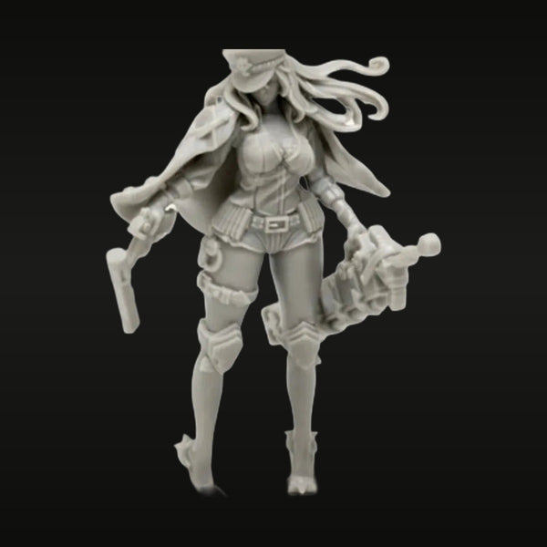 Steampunk/Western Female Gunslinger with Dual Pistols 75mm Resin Figure