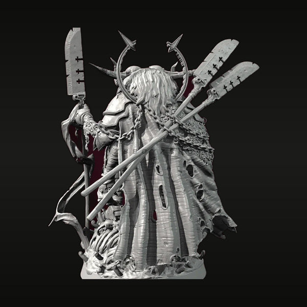 Fantasy Demon Lord Bust with Horns and Curved Blades 38mm Resin Kit
