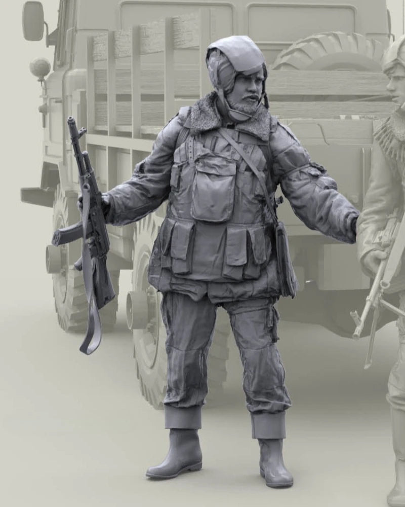 1/16 Scale Die-Cast Resin Figure Model Kit Russian Internal Troops Soldier Preparing (No Truck) Unassembled and Unpainted
