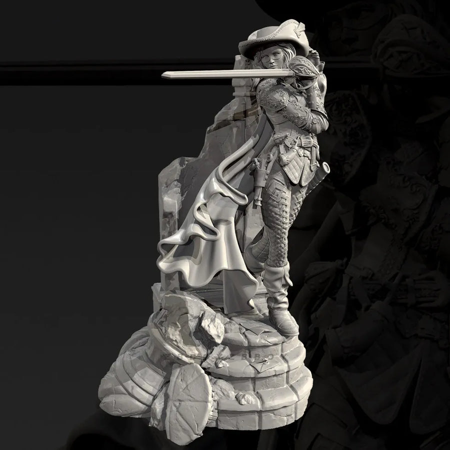 Reptilian Musketeer with Rapier | 38mm | Resin Figure Kit - resin model view 3