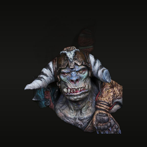 Fantasy Orc Warrior Bust with Tusks and Ornate Armor 75mm Resin Kit