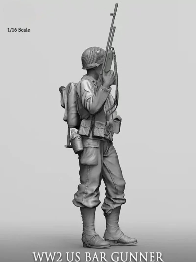 1/16 Scale Resin Figure Assembled Model Kit WW2 US BAR GUNNER History Miniature Diorama Sculpture Unassembled and Unpainted
