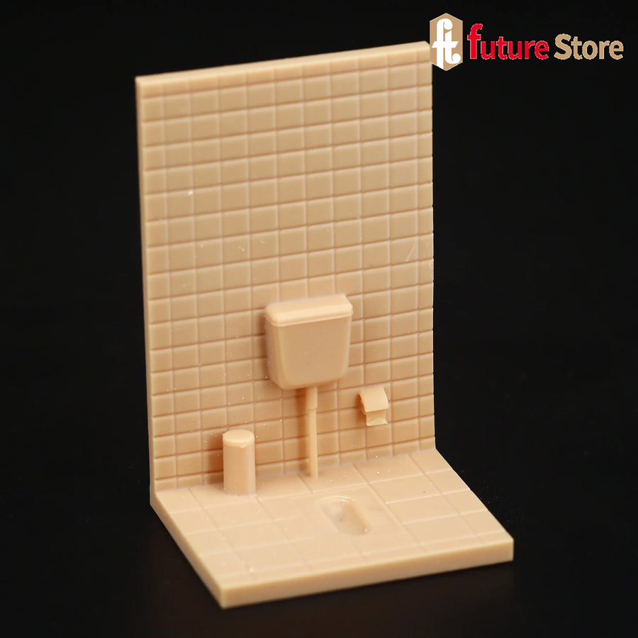 Public Toilet Wall with Urinals 1/64 Resin Diorama Terrain - resin model view 4