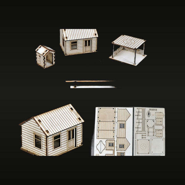 WWII Military Compound Terrain Set 1/72 Resin Diorama Kit