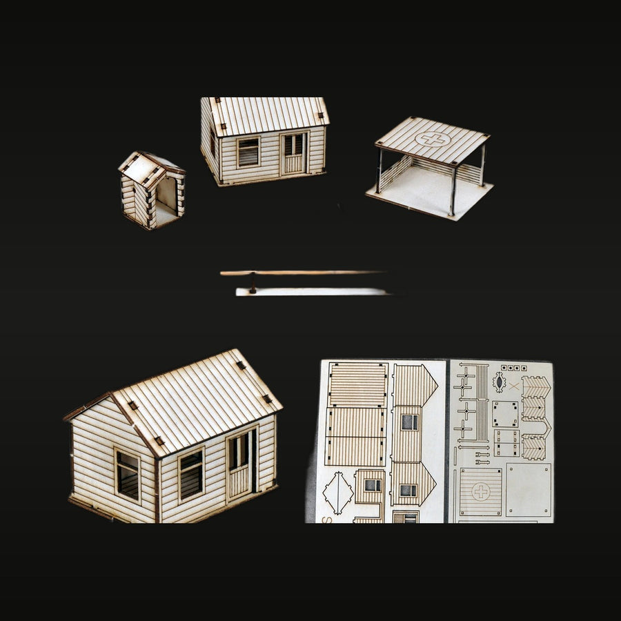 WWII Military Compound Terrain Set 1/72 Resin Diorama Kit - unpainted resin model kit