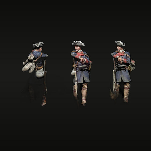 American Revolutionary War Militia Set of 3 1/24 Resin Figure Kit