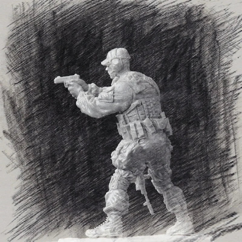 Modern Soldier Tactical Operator with Pistol 1/35 Resin Figure Kit - resin model view 2