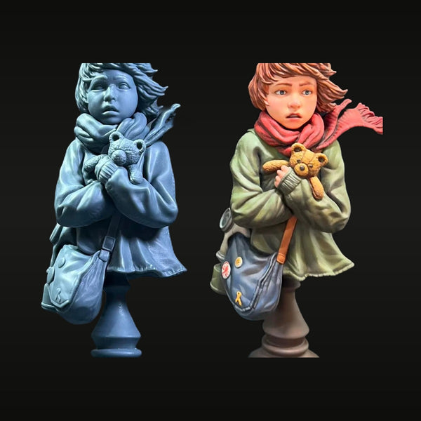 Young Girl with Teddy Bear and Scarf 1/10 Resin Bust Kit