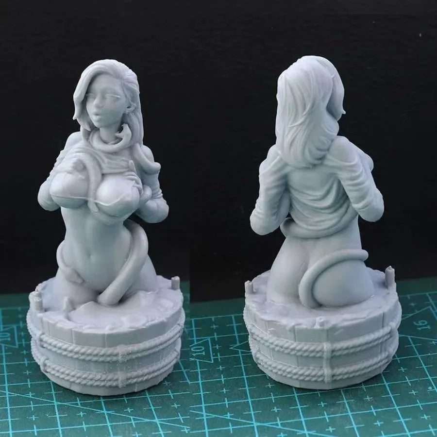 Fantasy Female Snake Woman Bust with Serpent Tail 77mm Resin Kit - resin model view 3