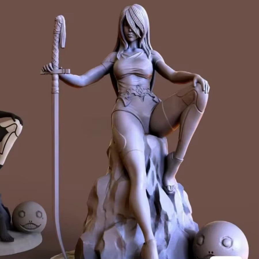 1/24 Scale 75Mm FULL Resin Figure Model Kit Cold Female Swordsman Fantasy Hobby Miniature Unassembled and Unpainted Diorama Toy