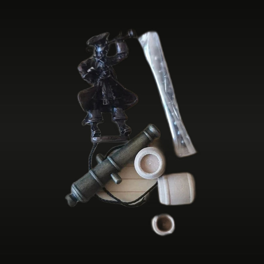 Pirate Captain with Telescope & Cannon Accessory Diorama Set 1/72 Resin Kit - unpainted resin model kit