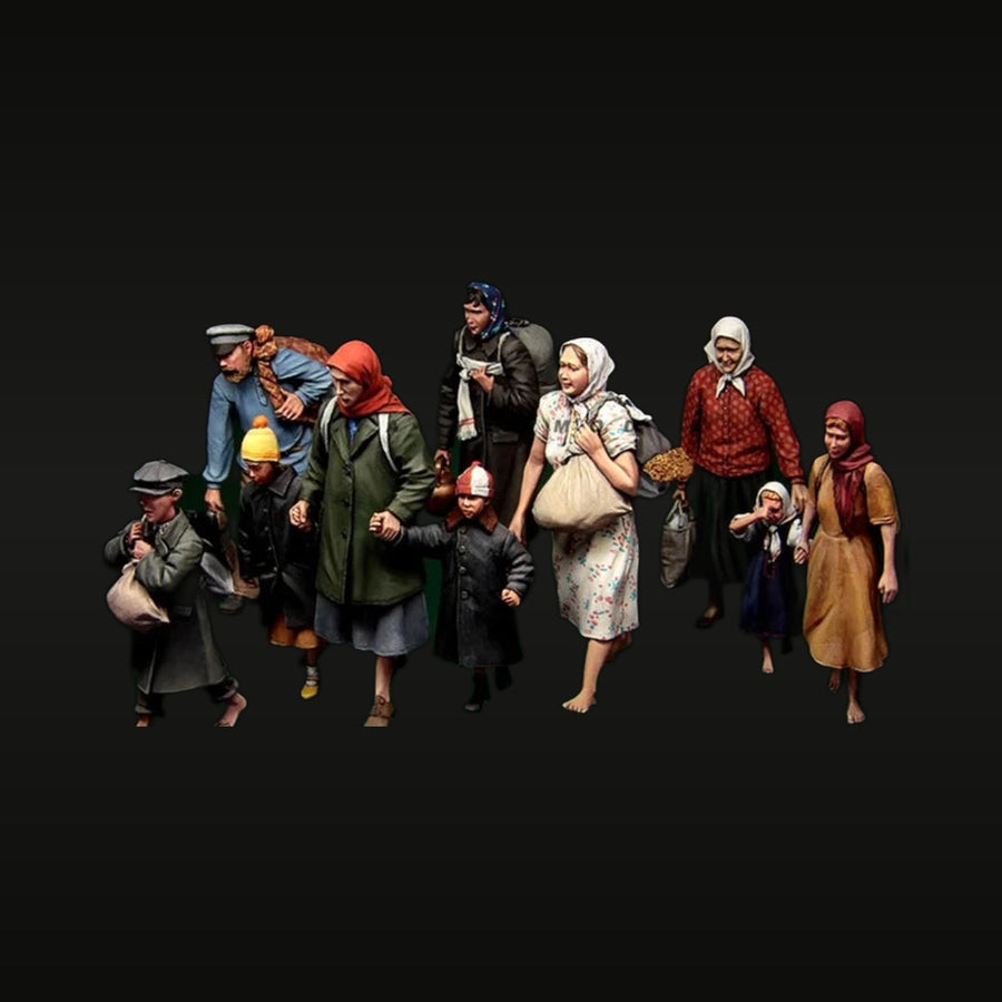 WWII Eastern European Refugees 10-Figure Set 1/35 Resin Kit - unpainted resin model kit