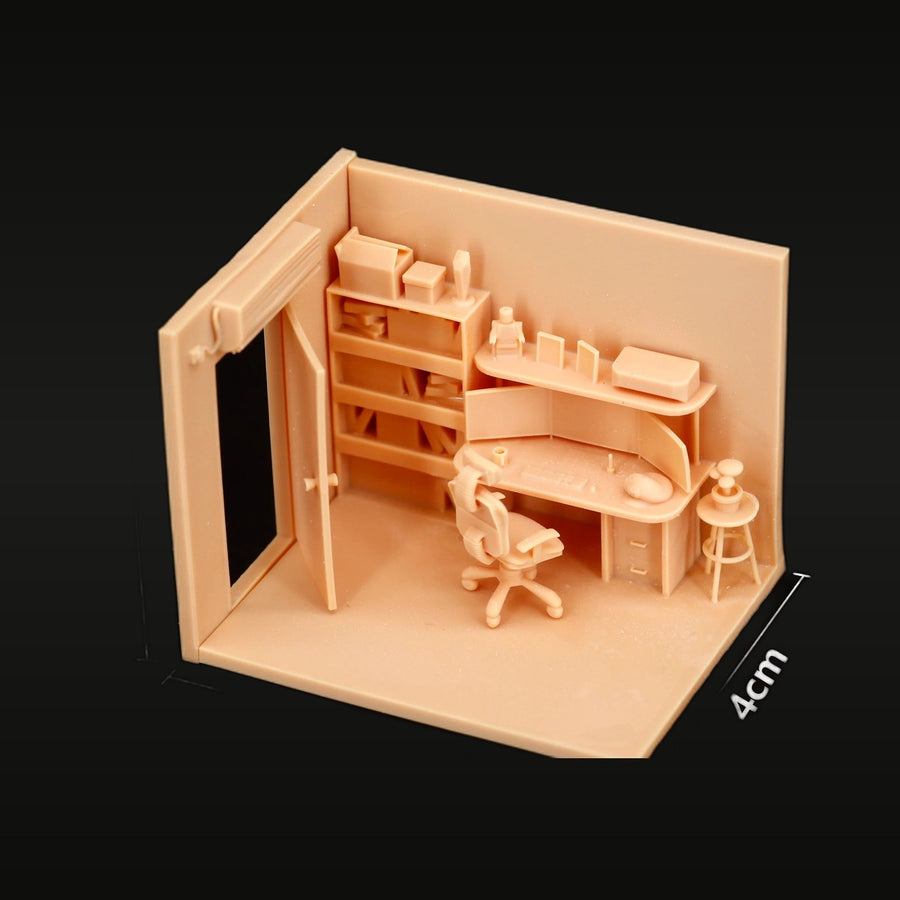 Study Computer Room Diorama 1/64 Resin Model Kit - unpainted resin model kit