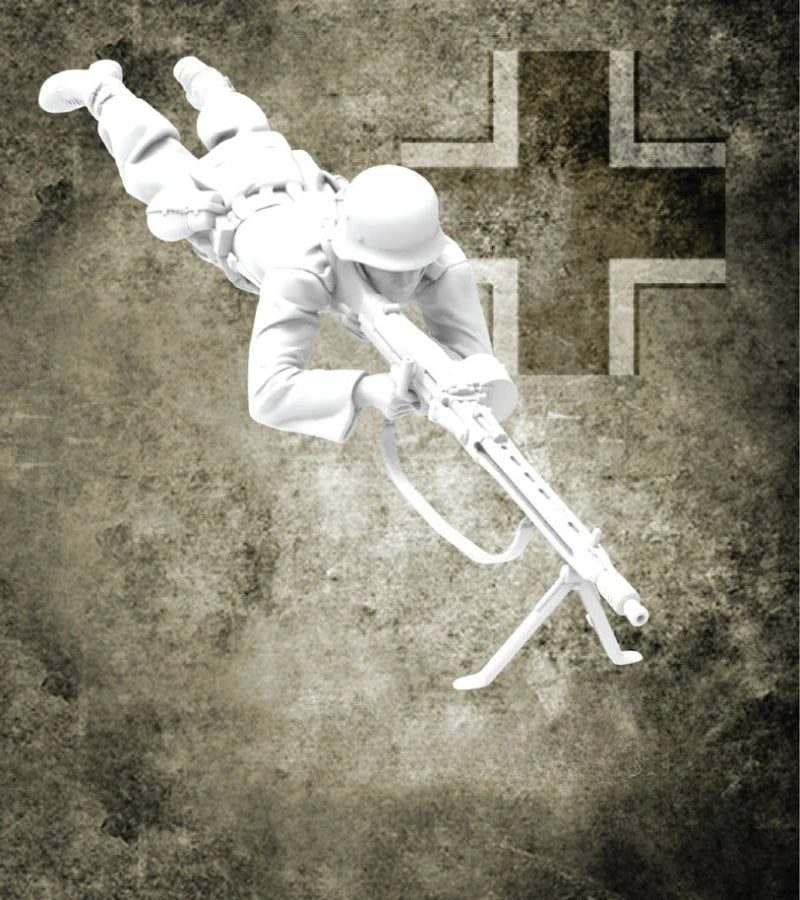 1/35 Scale Die-Cast Resin Figure Model Kit WWII German MG Gunner Unassembled and Unpainted