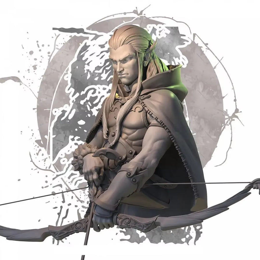 Fantasy Male Elf Warrior with Sword 1/12 Resin Bust - resin model view 4
