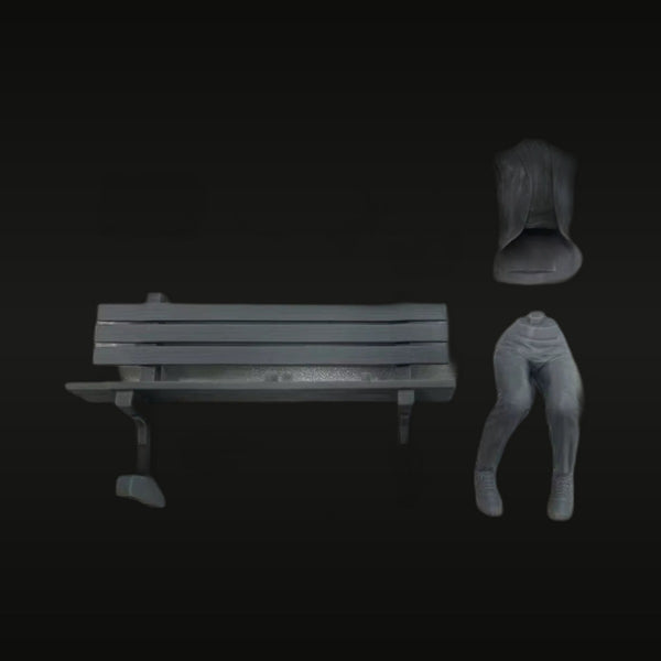 Civilian Female Seated on Park Bench 1/24 Resin Figure Kit