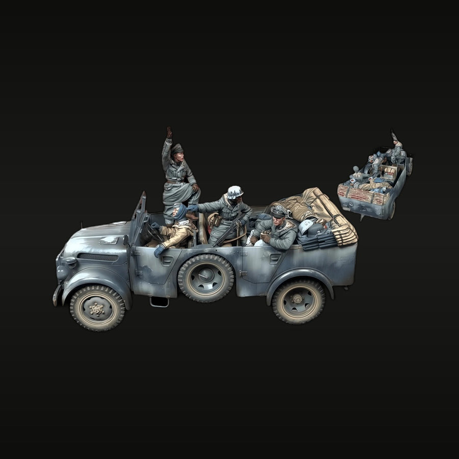 WWII German Light Staff Car with Infantry 1/35 Resin Vehicle Kit - unpainted resin model kit