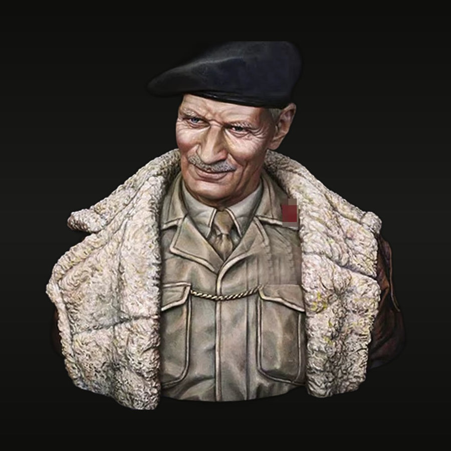 WWII British Officer with Greatcoat 1/10 Scale Resin Bust - unpainted resin model kit
