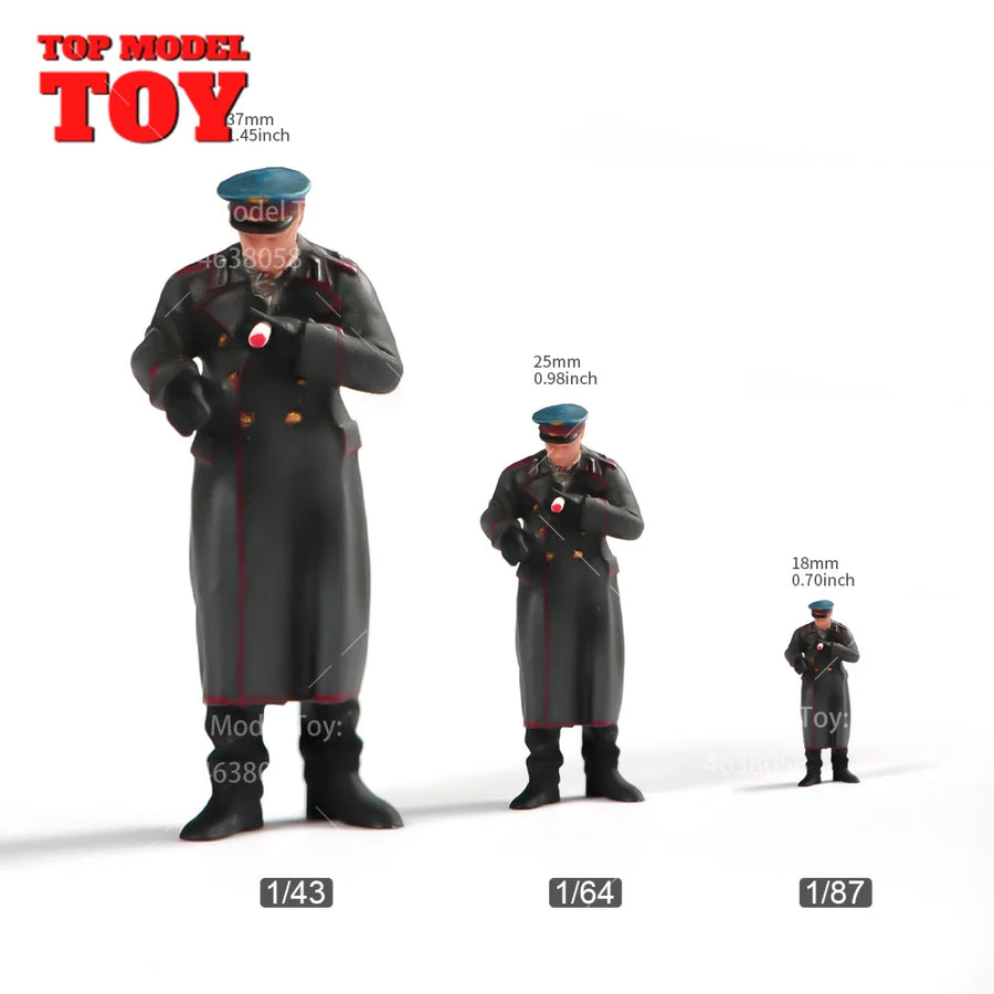 Painted Miniatures 1/35 1/72 3 Pcs Soviet Officer Soldier Field Command Scene Props Male Figures Model for Cars Vehicle Toy Gift