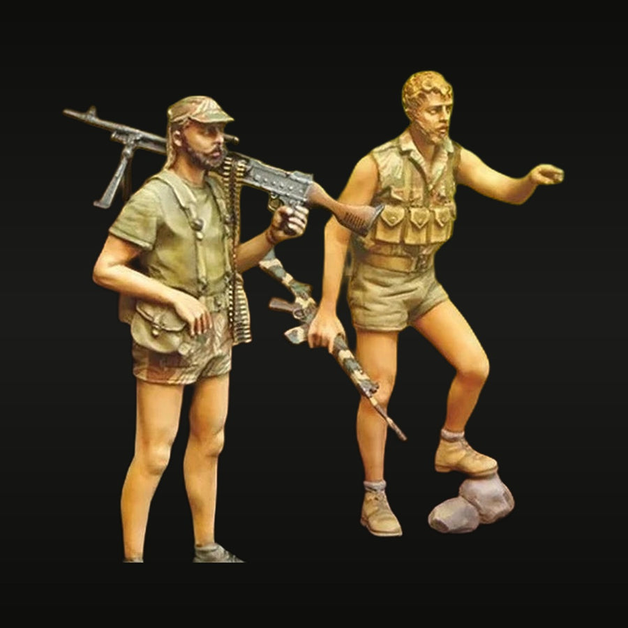 African Bush War Mercenary Soldiers with MG42 Machine Gun 1/35 Resin Figure Kit - unpainted resin model kit