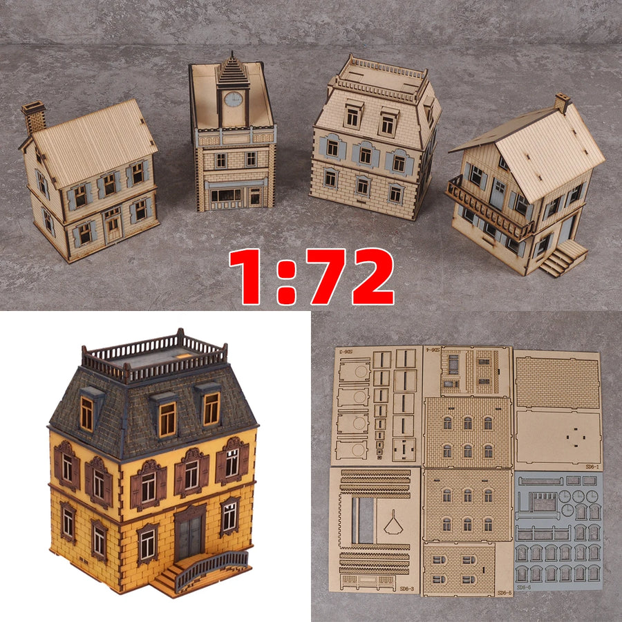 Assembly Architectural Model Sand Table Bell Tower Clock Tower Belfry Europe Building House Shop Diorama Scale Model Kit 1/72