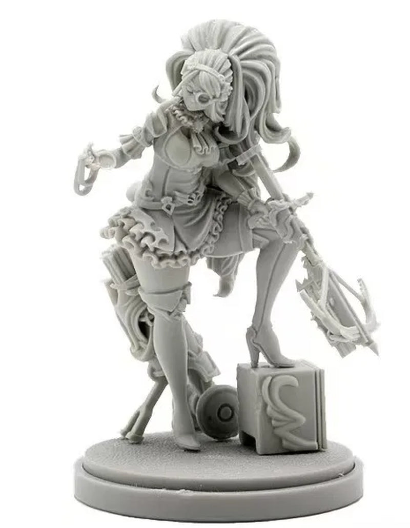 Fantasy Female Mage Gambler with Playing Cards 32mm Resin Figure Kit - resin model view 3