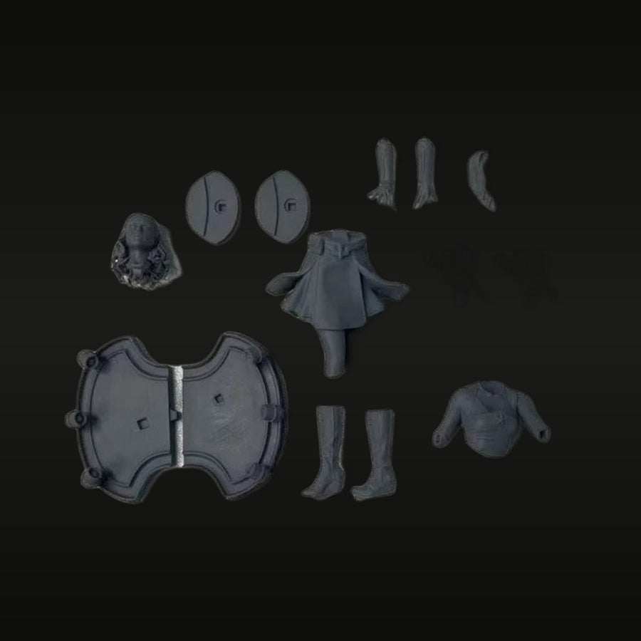 Fantasy Female Knight with Shield 1/24 Resin Figure Kit - unpainted resin model kit