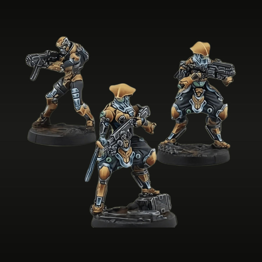 Sci-Fi Female Commando Squad 28mm Scale 3-Figure Resin Kit - unpainted resin model kit