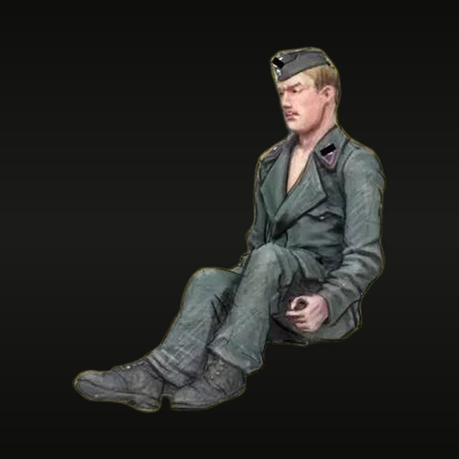 WWII German Soldier Seated 1/35 Resin Figure Kit - unpainted resin model kit