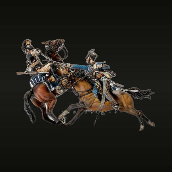 Napoleonic Cavalry Officers on Horseback Set 54mm Resin Figure Kit