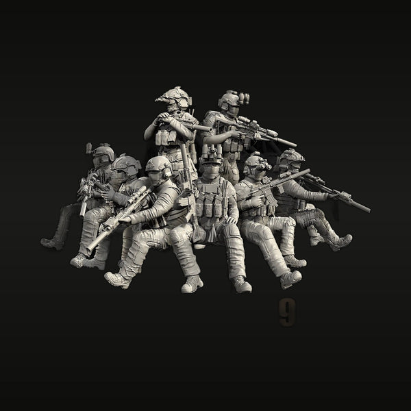 Modern US Special Forces Tactical Team 9-Figure 1/72 Resin Kit